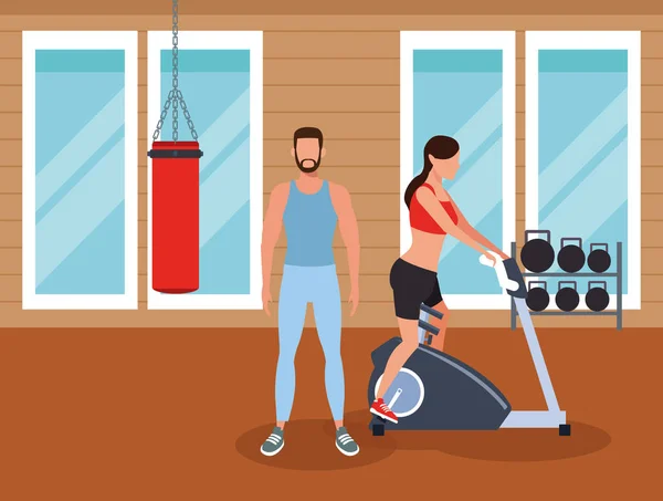 Gente de fitness y gimnasio — Vector de stock