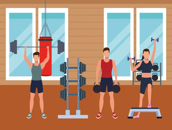 Gente de fitness y gimnasio — Archivo Imágenes Vectoriales