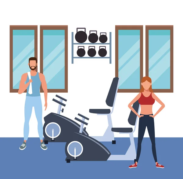 健身人员和健身房 — 图库矢量图片