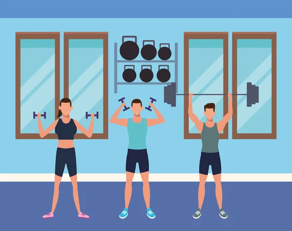 Mensen van de fitness en sportschool — Stockvector