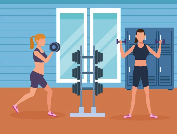 Fitness människor och gym — Stock vektor