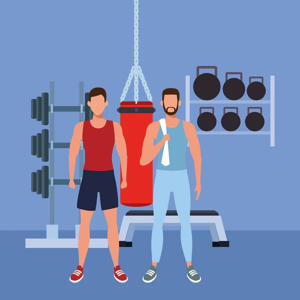 Fitness insanlar ve spor salonu — Stok Vektör