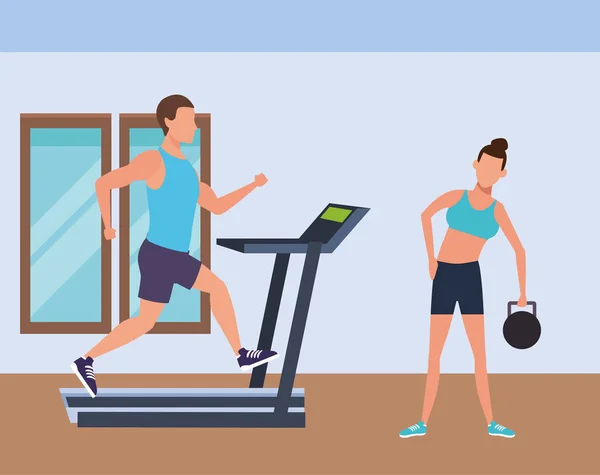 Gente de fitness y gimnasio — Vector de stock