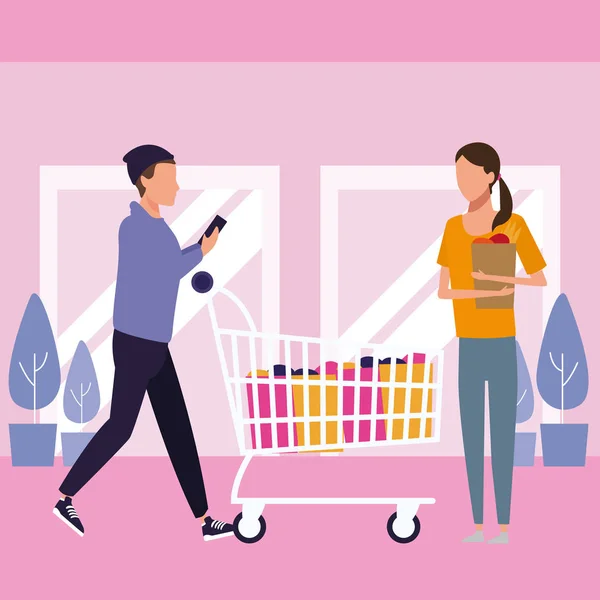 People shopping at mall — Stock Vector