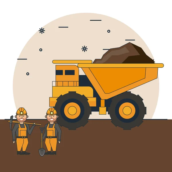 Caricatura de trabajadores mineros — Vector de stock