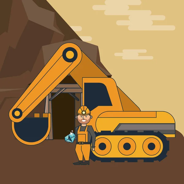 Trabalhador mineiro desenhos animados —  Vetores de Stock