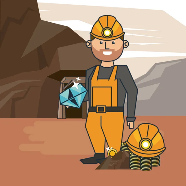 Kaivostyöläisten sarjakuva — vektorikuva