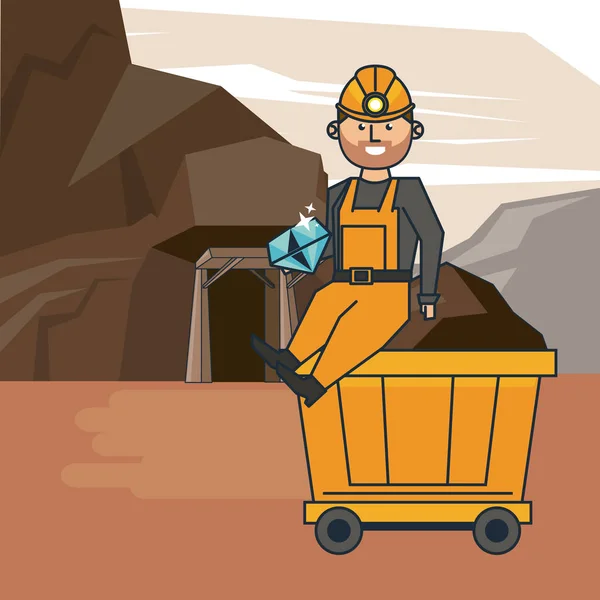 鉱山労働者の漫画 — ストックベクタ
