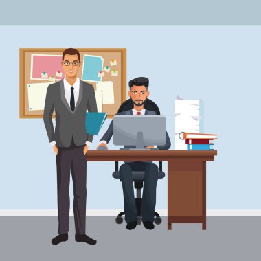 iş karakter office sahnesinde