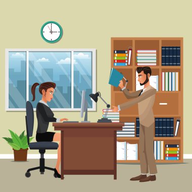 iş karakter office sahnesinde