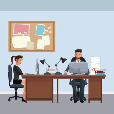 iş karakter office sahnesinde