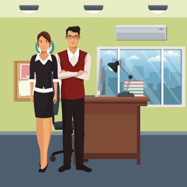 iş karakter office sahnesinde