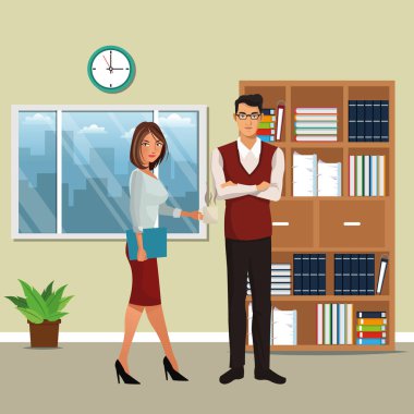 iş karakter office sahnesinde