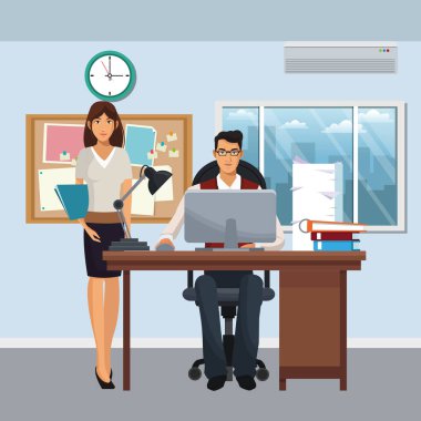 iş karakter office sahnesinde