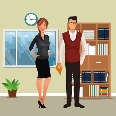 iş karakter office sahnesinde