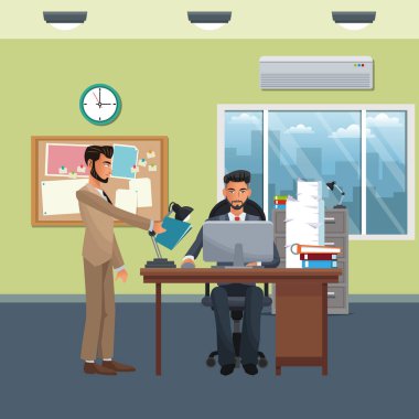 iş karakter office sahnesinde