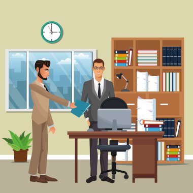 iş karakter office sahnesinde