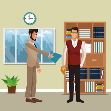 iş karakter office sahnesinde