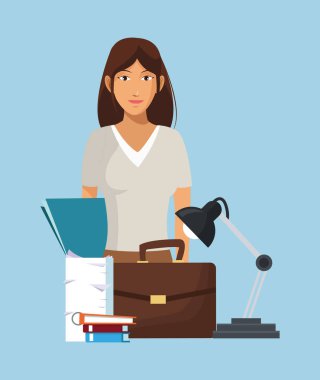 iş karakter ofis elemanları ile