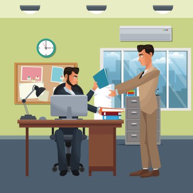 iş karakter office sahnesinde