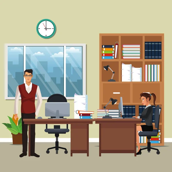 Zakelijke karakter in office scenario — Stockvector