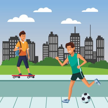 Genç şehir insanlar karikatür