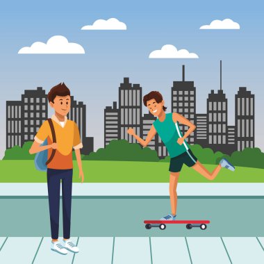 Genç şehir insanlar karikatür