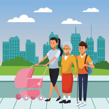 Yaşlı karikatür ile genç kişi