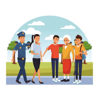 Şehir polis memuru görev karikatür