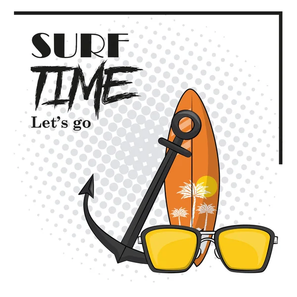 Themenplakat zur Surfzeit — Stockvektor