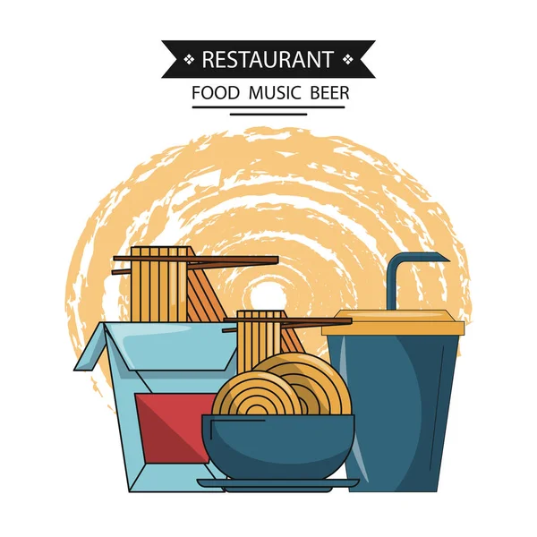 Restaurante comida e design de jantar —  Vetores de Stock