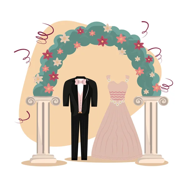 Düğün günü simgeler çizgi film — Stok Vektör