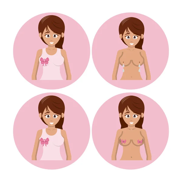 Set van borst kanker pictogrammen — Stockvector
