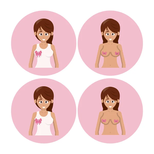 Set van borst kanker pictogrammen — Stockvector