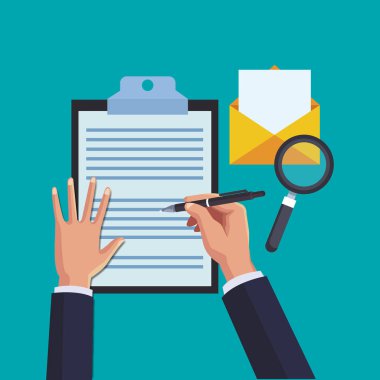 Office çalışma ve belge öğeleri sembolleri vektör çizim grafik tasarım