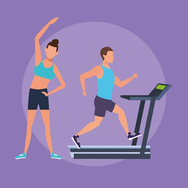 Fitness par som motionerar — Stock vektor