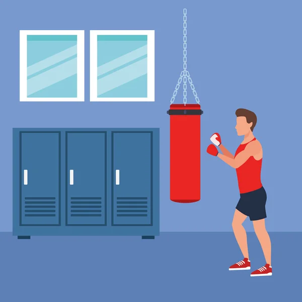 Fitness homme boxe — Image vectorielle
