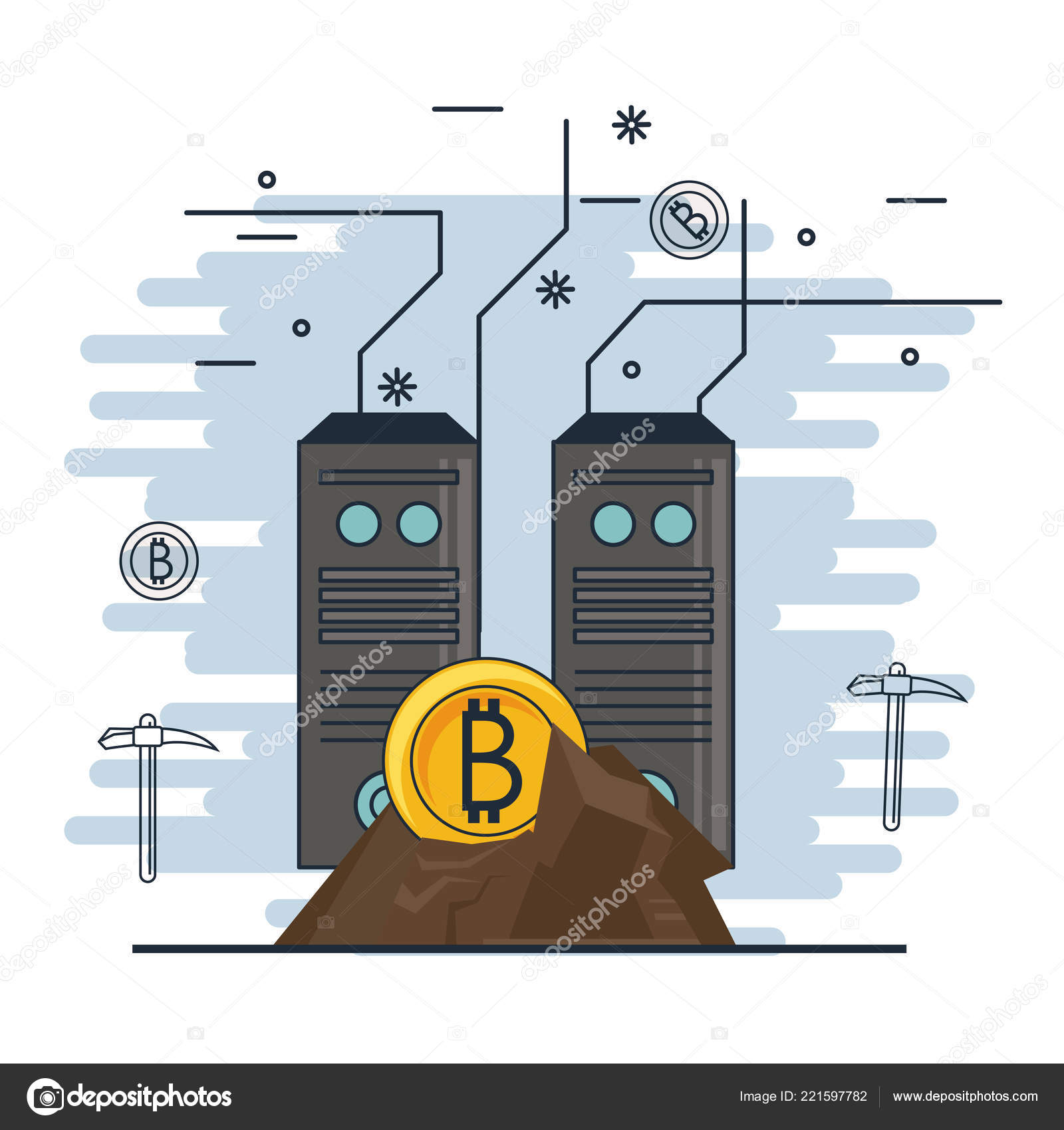 Bitcoin Mining Technological Devices Stock Vector C Jemastock - 