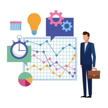 İşadamı sunmak diyagramı çizgi film