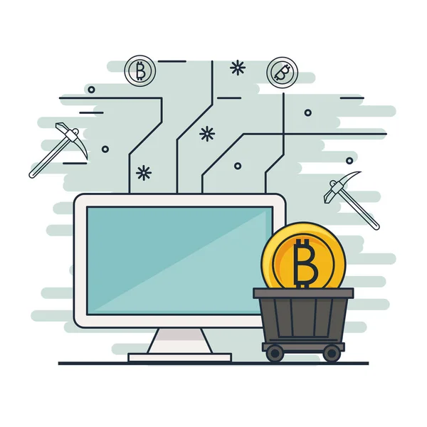 Bitcoin mines dispositifs technologiques — Image vectorielle