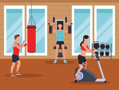 insanlar fitness egzersiz yaparak