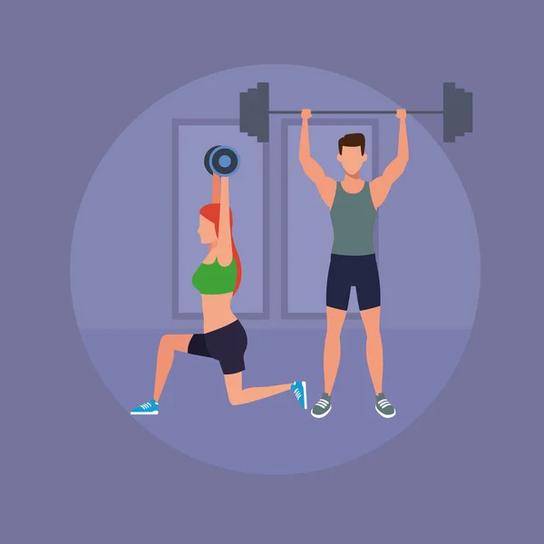 Spor yapan fitness çifti — Stok Vektör
