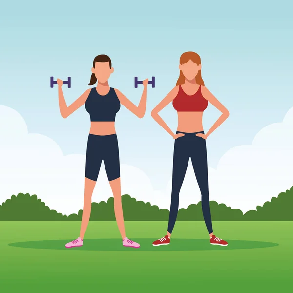 Fitness pár nő a feladatot — Stock Vector