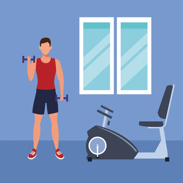 Γυμναστήριο άνθρωπος κάνει άσκηση — Διανυσματικό Αρχείο