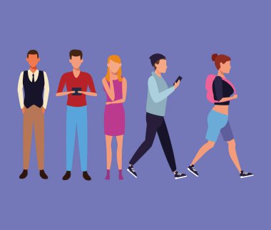 İnsanlar yürürken, insanlar kümesi