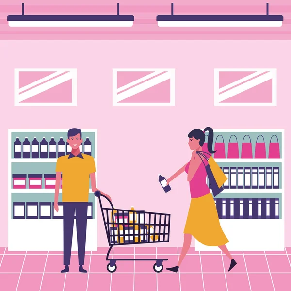 Les gens au supermarché — Image vectorielle