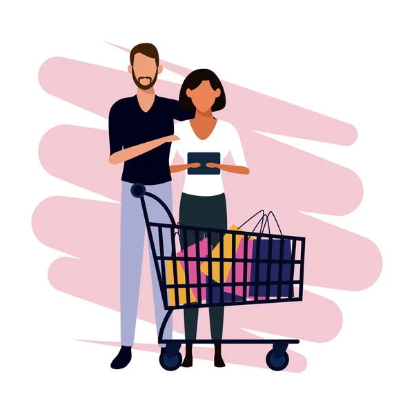 Gente de compras dibujos animados — Vector de stock