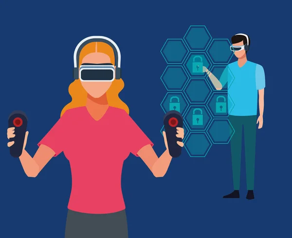 Tecnologia de realidade virtual — Vetor de Stock