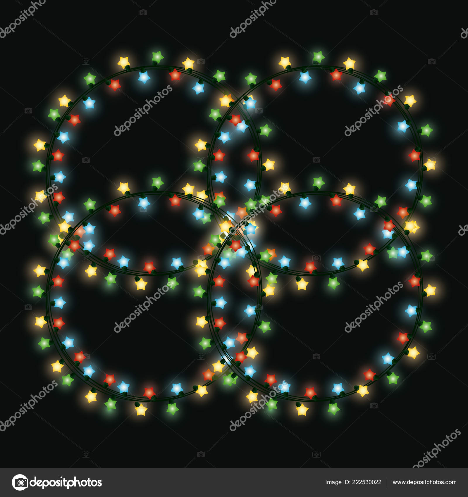 Circular Extension Christmas Lights Decoration Vector Illustration