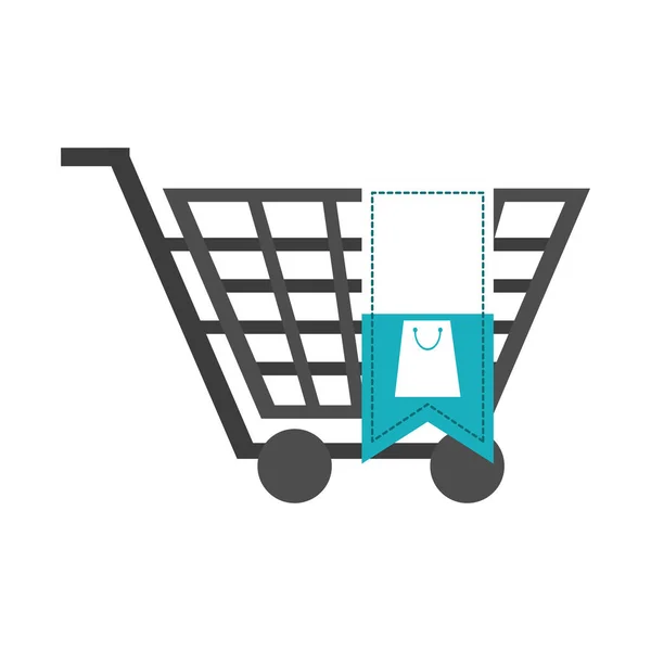 Shopping cart with blank tag — Stock Vector